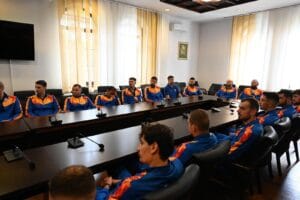 Jucătorii naționalei României, în vizită la Primăria Piatra Neamț